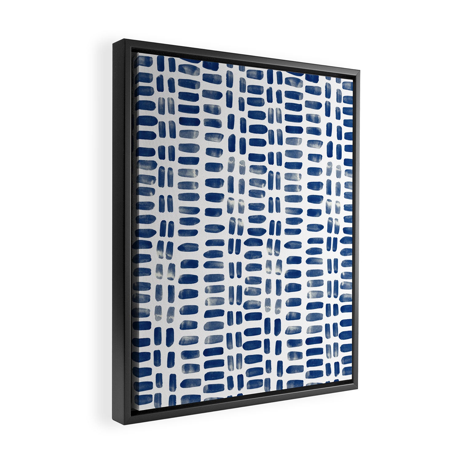 Abstract rectangles - indigo Framed Canvas Print Gallery Image 2
