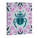 Beetle and flowers - pink and turquoise Canvas Print Gallery Image 8
