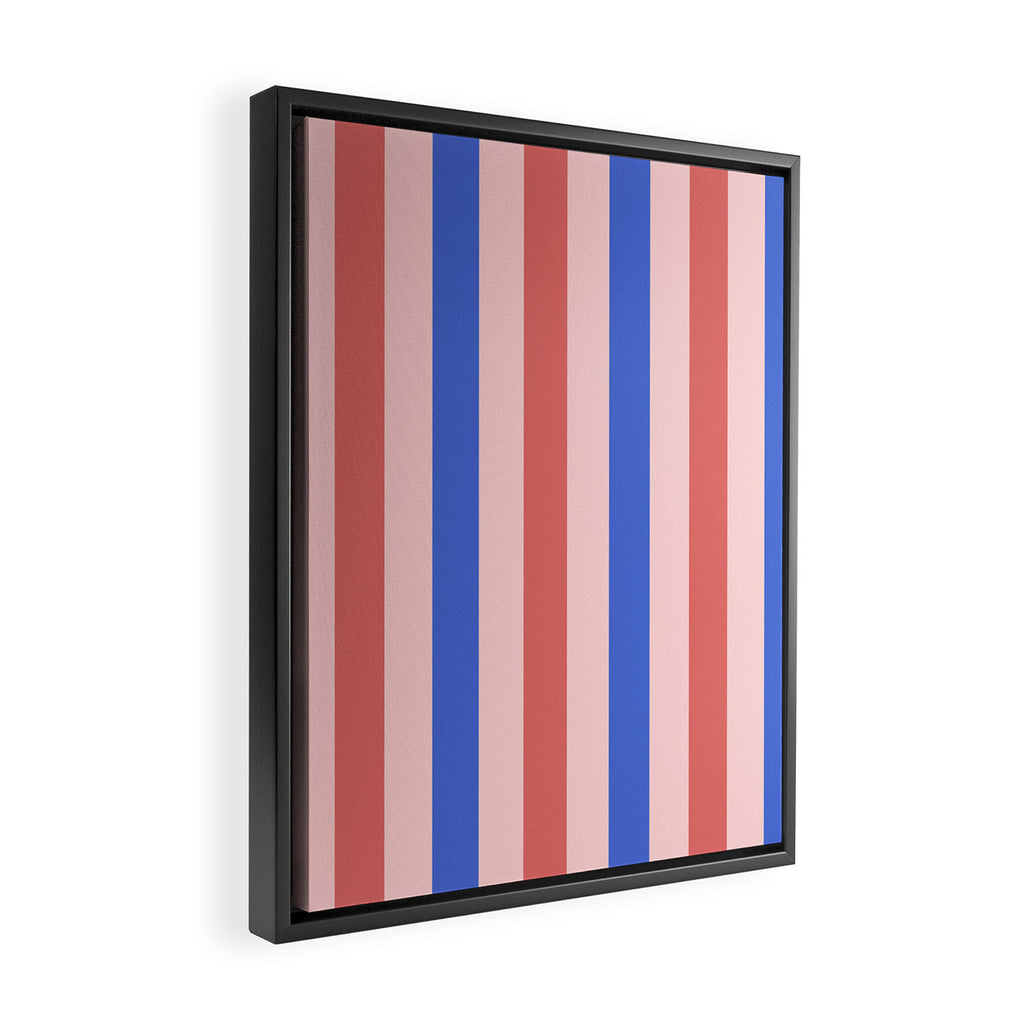 Blush and blue lines Framed Canvas Print Gallery Image 2