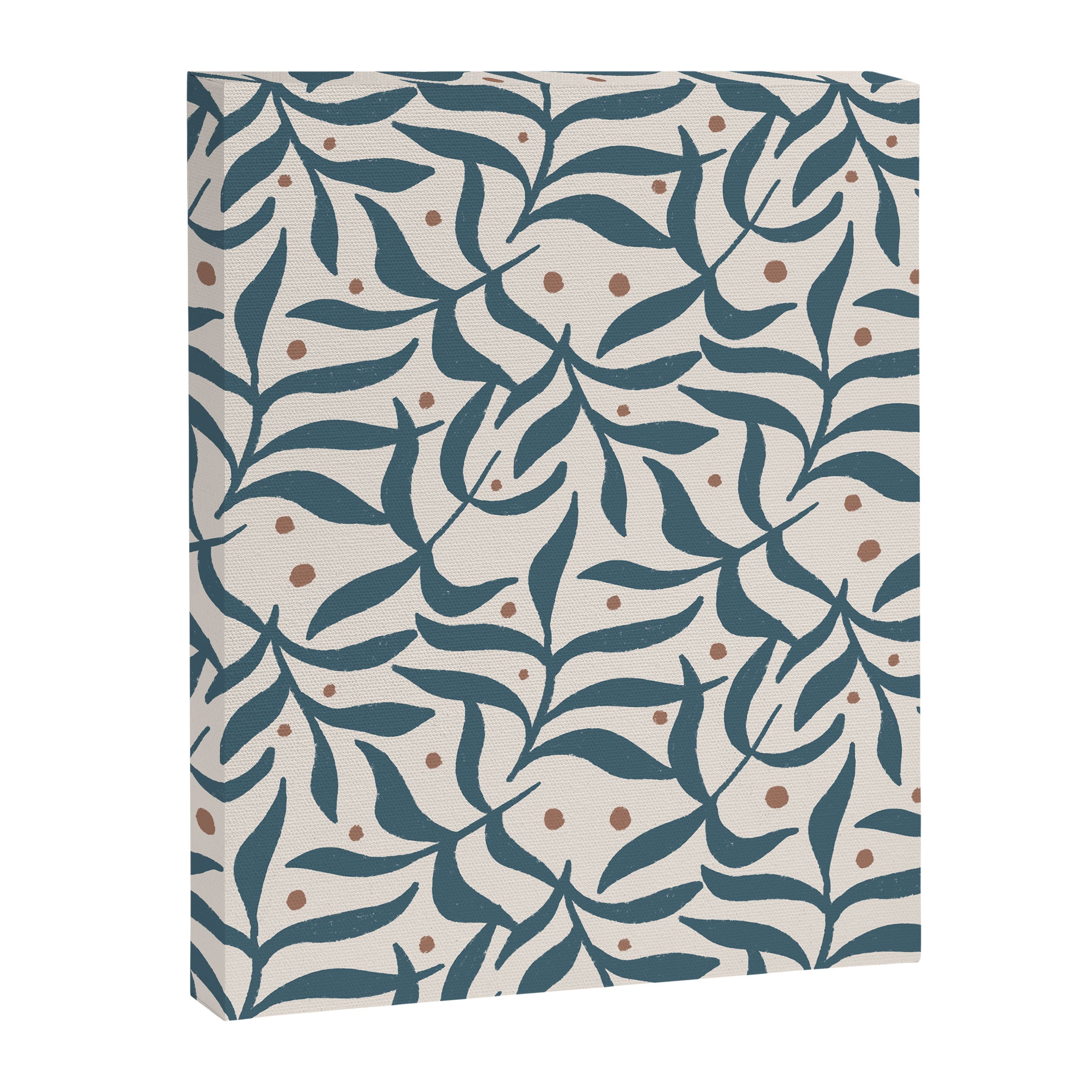 Branches and Berries - Teal and Mocha Canvas Print Gallery Image 8