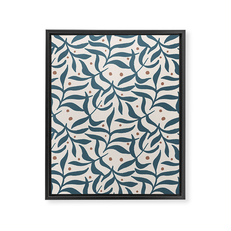 Branches and Berries - Teal and Mocha Framed Canvas Print Gallery Image 8