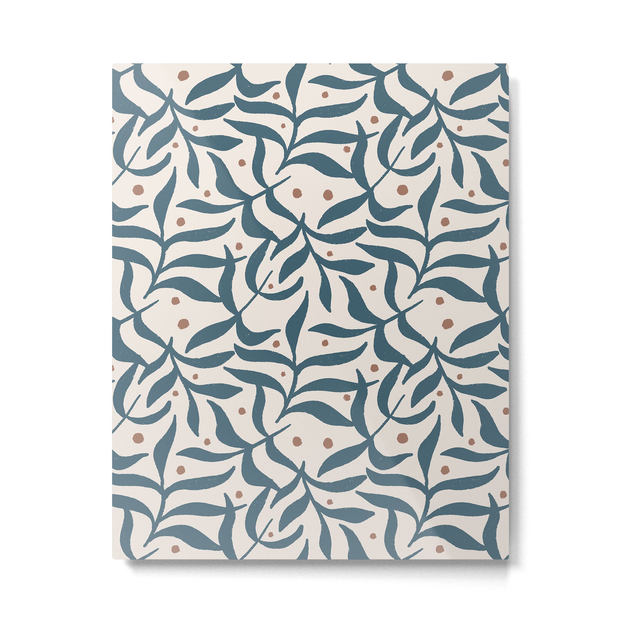 Branches and Berries - Teal and Mocha Metal Print Gallery Image 6