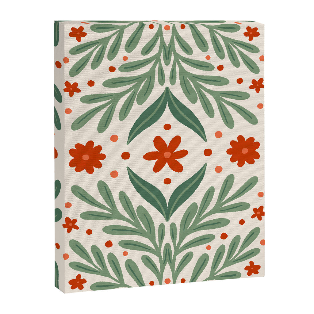 Branches and flowers -  red and green Canvas Print Gallery Image 8
