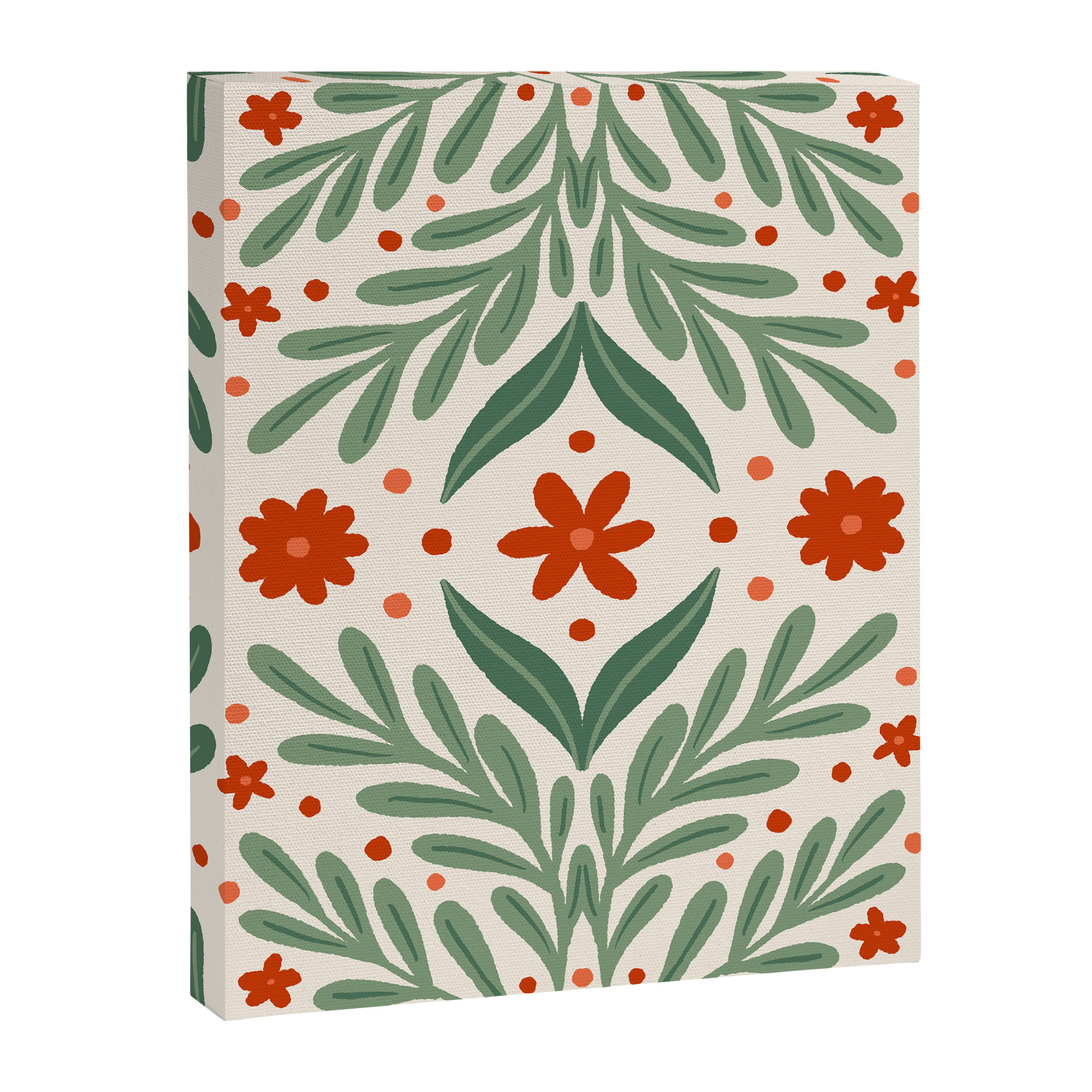 Branches and flowers -  red and green Canvas Print Gallery Image 8