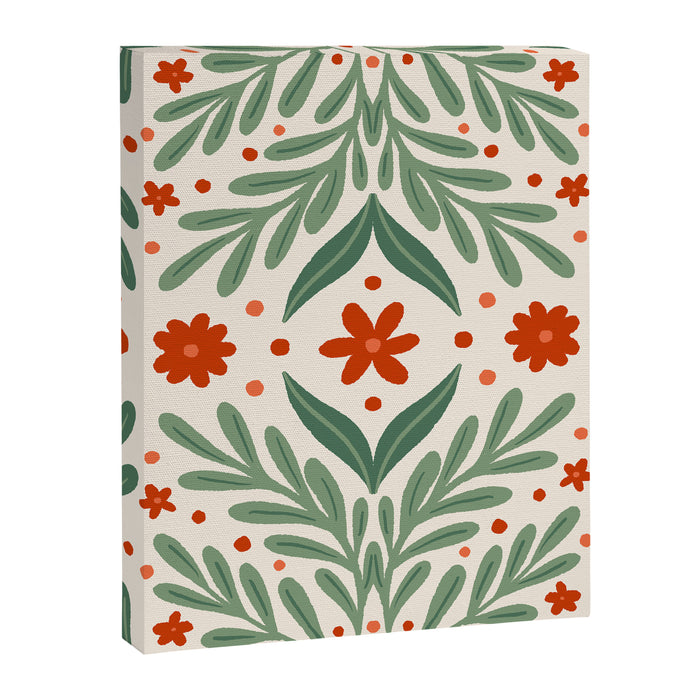 Branches and flowers -  red and green Canvas Print Gallery Image 1