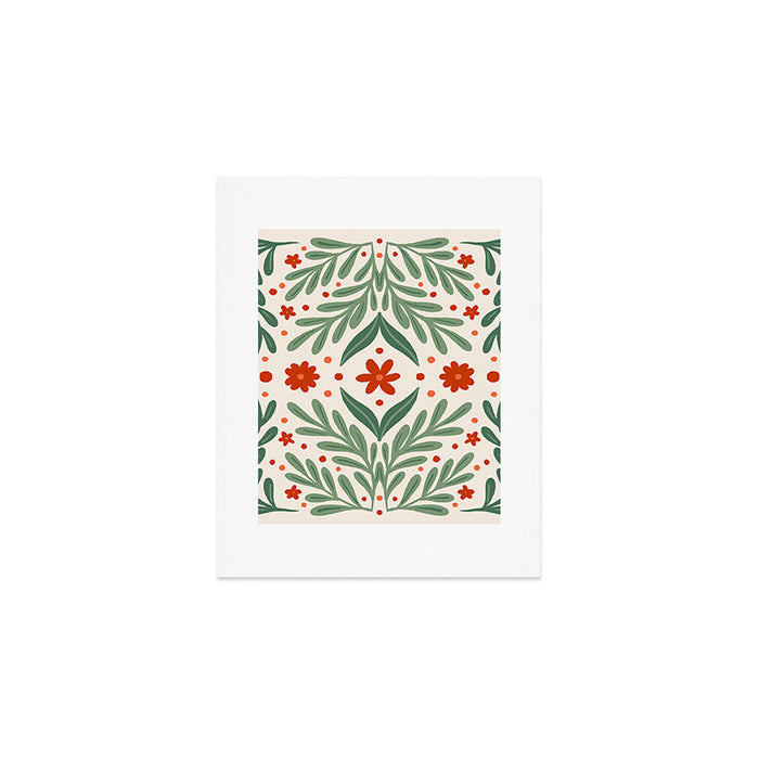 Branches and flowers -  red and green Art Print Gallery Image 1