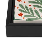 Branches and flowers -  red and green Framed Canvas Print Gallery Image 3
