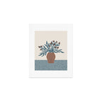 Brown Flowers in a Vase - Minimalist Floral Still Life Art Print Gallery Image 1