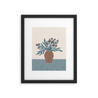 Brown Flowers in a Vase - Minimalist Floral Still Life Framed Art Print Gallery Image 6