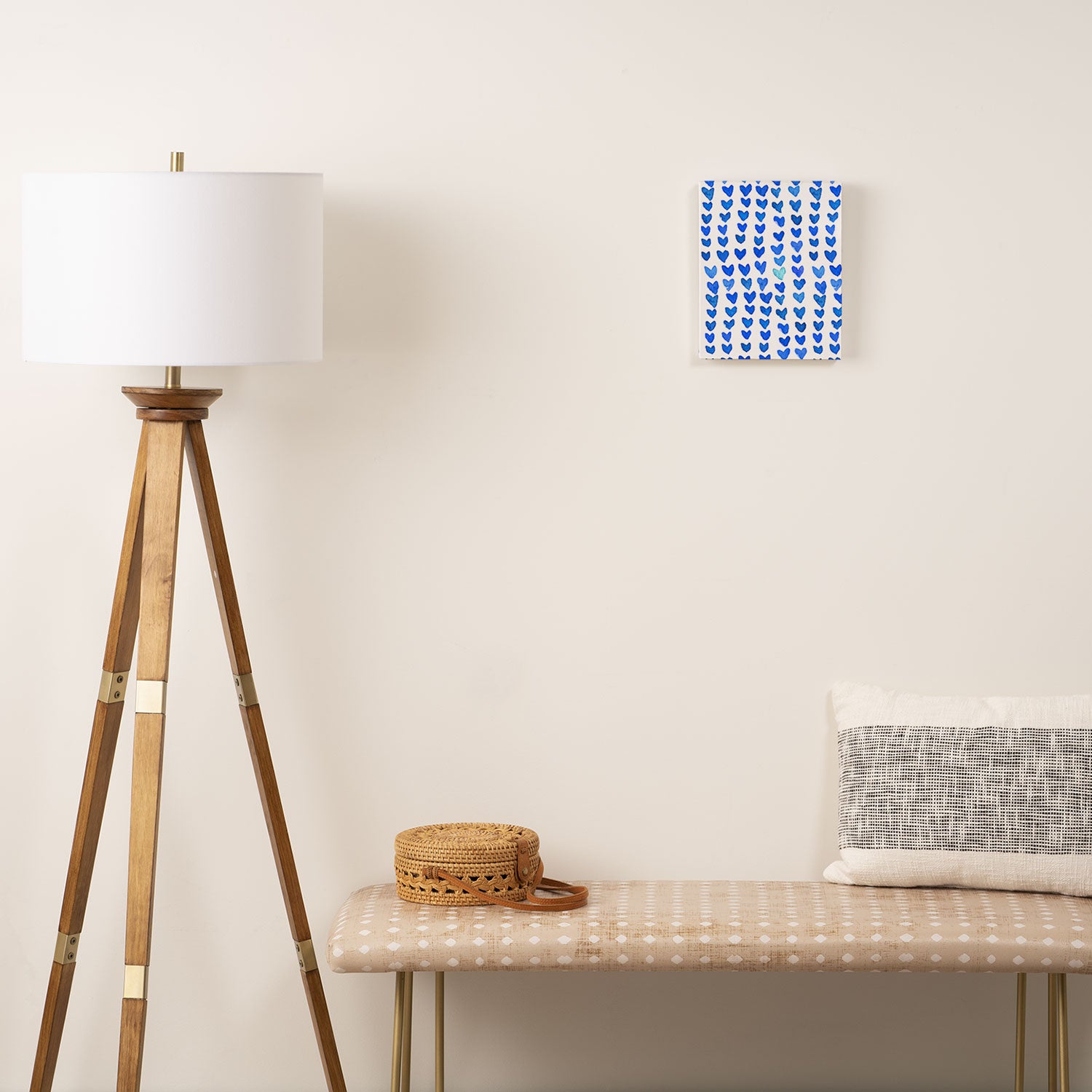 Brush stroke hearts - blue Canvas Print Gallery Image 2