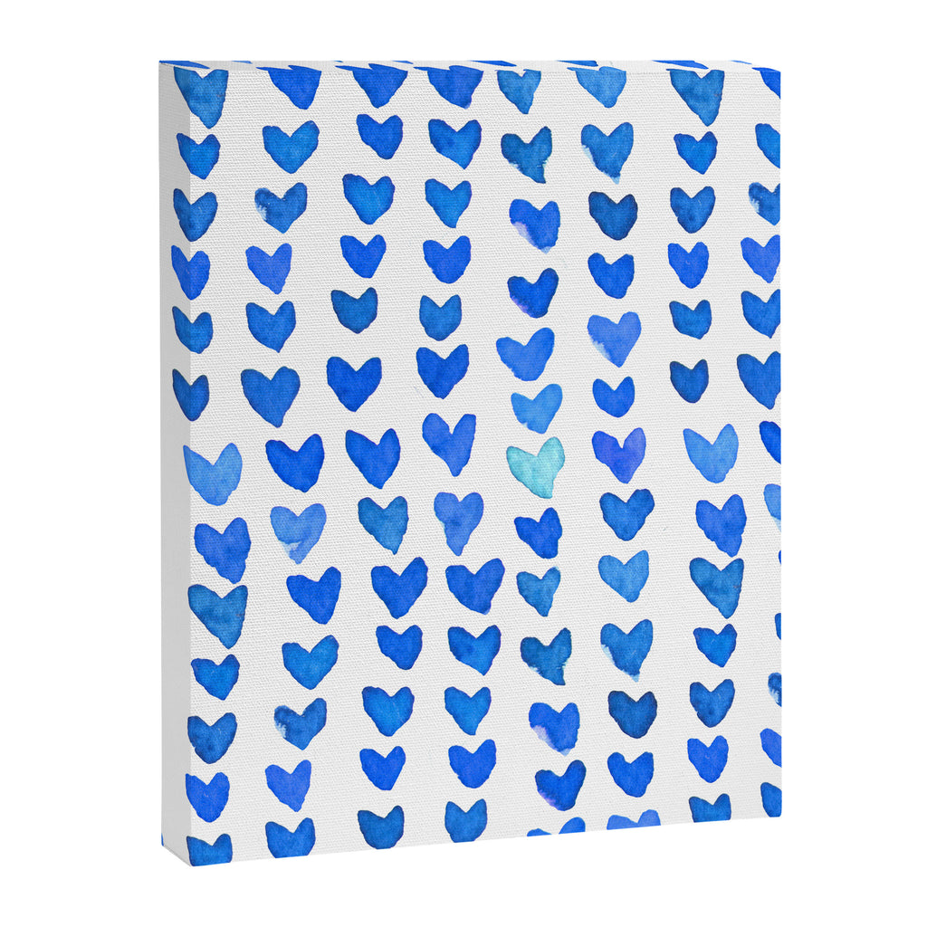 Brush stroke hearts - blue Canvas Print Gallery Image 8