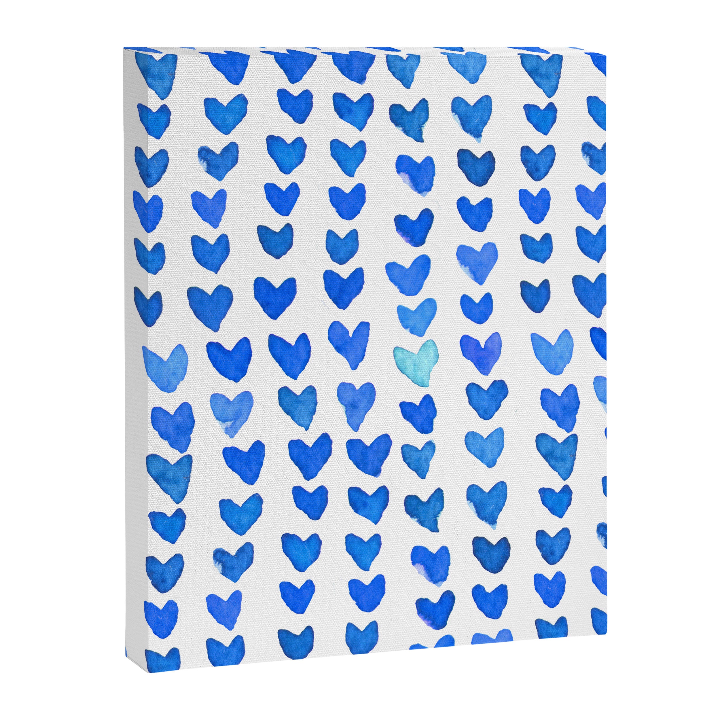 Brush stroke hearts - blue Canvas Print Gallery Image 3
