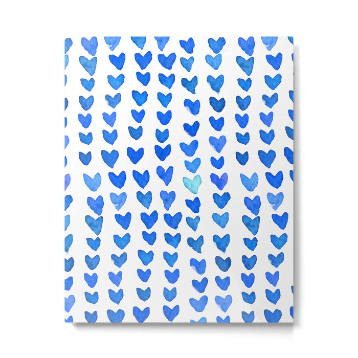 Brush stroke hearts - blue Metal Print Gallery Image 1