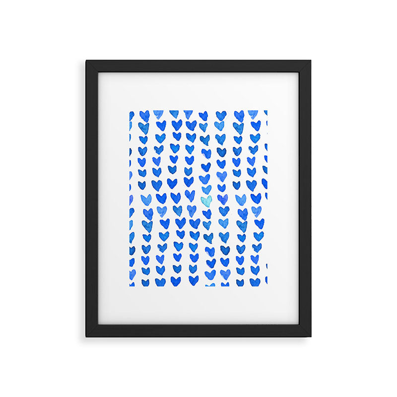 Brush stroke hearts - blue Framed Art Print Gallery Image 6
