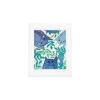 Cats and branches - blue and green Art Print Gallery Image 1