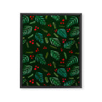Christmas tree branches and berries - green Framed Canvas Print Gallery Image 8