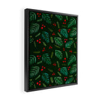 Christmas tree branches and berries - green Framed Canvas Print Gallery Image 2