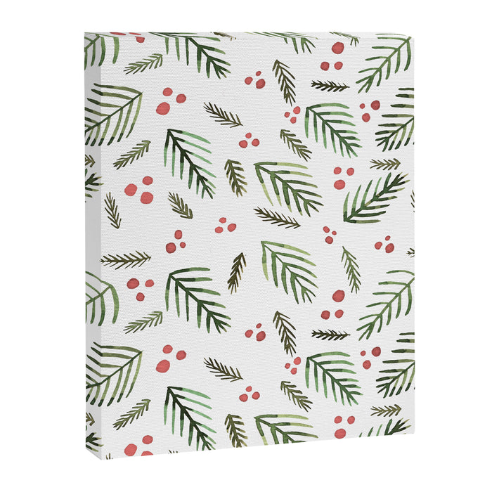 Christmas tree branches and berries - vintage Canvas Print Gallery Image 1
