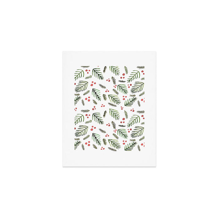 Christmas tree branches and berries - vintage Art Print Gallery Image 1