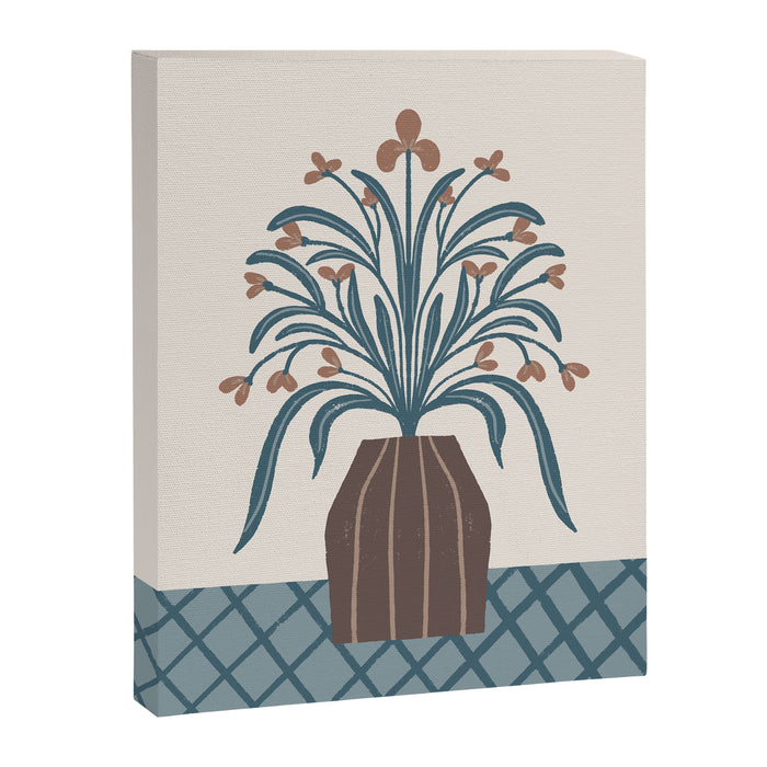 Earthy Modern Vase with Florals Canvas Print Gallery Image 1