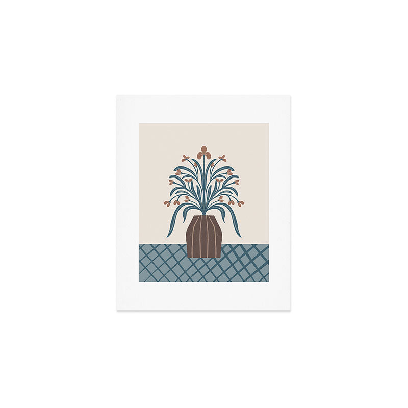 Earthy Modern Vase with Florals Art Print Gallery Image 1