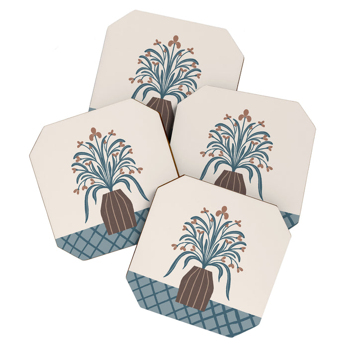 Earthy Modern Vase with Florals Coaster Gallery Image 1