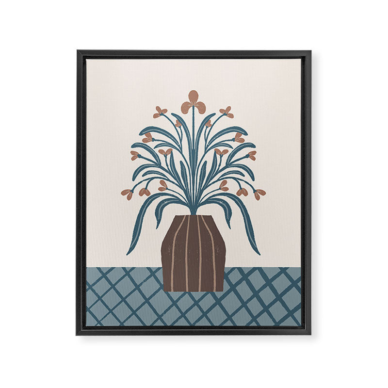 Earthy Modern Vase with Florals Framed Canvas Print Gallery Image 6