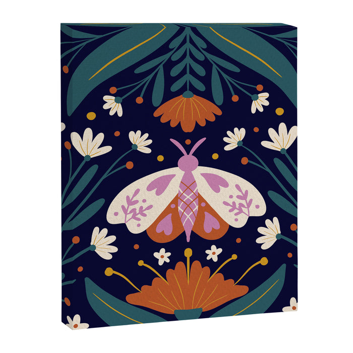 Folk Moth - orange and cream Canvas Print Gallery Image 1