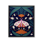 Folk Moth - orange and cream Framed Canvas Print Gallery Image 8