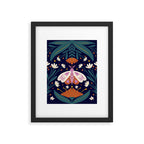 Folk Moth - orange and cream Framed Art Print Gallery Image 6
