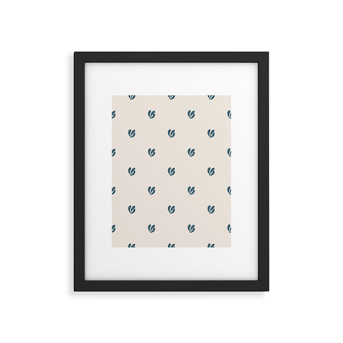 Leafy pattern - teal Framed Art Print Gallery Image 1