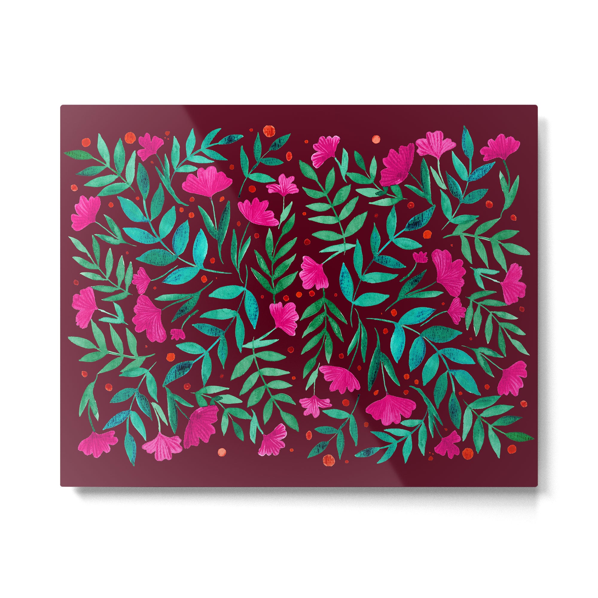 Magical garden - burgundy and pink Metal Print Gallery Image 6