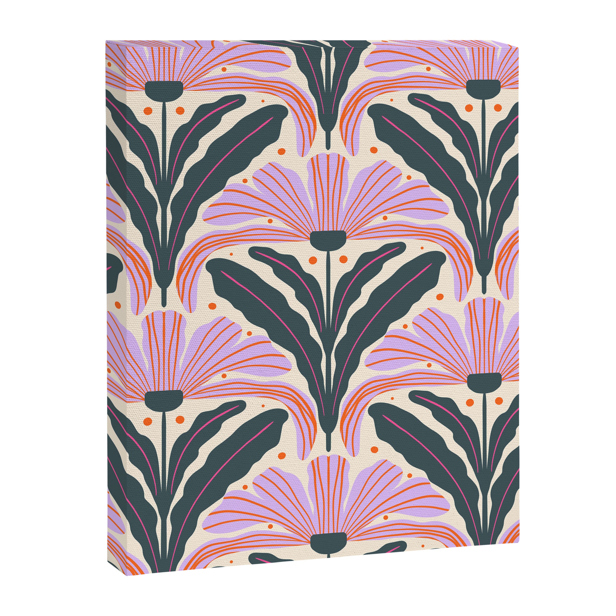 Modern flowers - violet and green Canvas Print Gallery Image 8