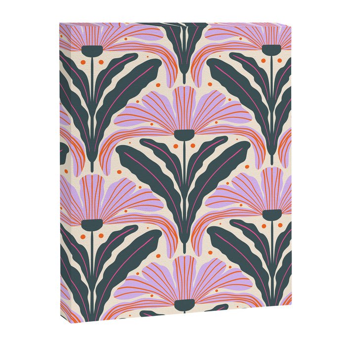 Modern flowers - violet and green Canvas Print Gallery Image 1