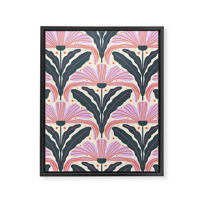 Modern flowers - violet and green Framed Canvas Print Gallery Image 1