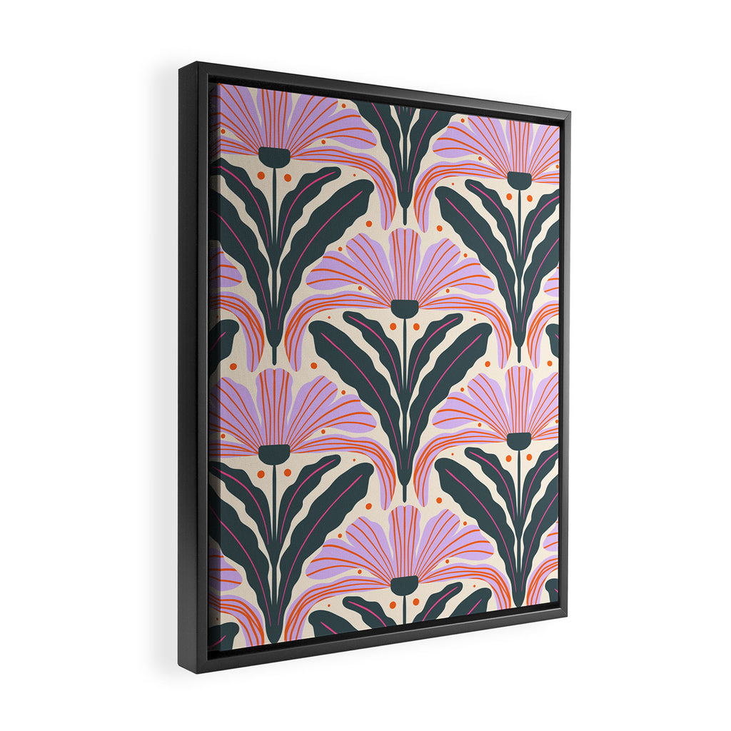 Modern flowers - violet and green Framed Canvas Print Gallery Image 2
