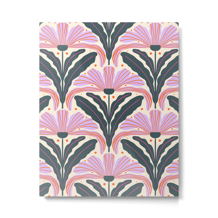 Modern flowers - violet and green Metal Print Gallery Image 1