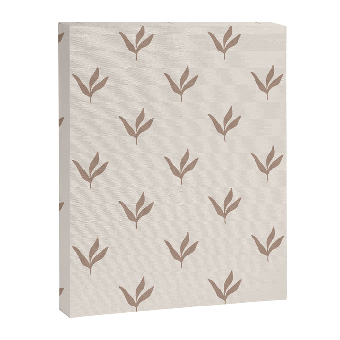 Modern Leafy Pattern - mocha and cream Canvas Print Gallery Image 1