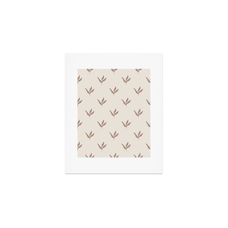 Modern Leafy Pattern - mocha and cream Art Print Gallery Image 1