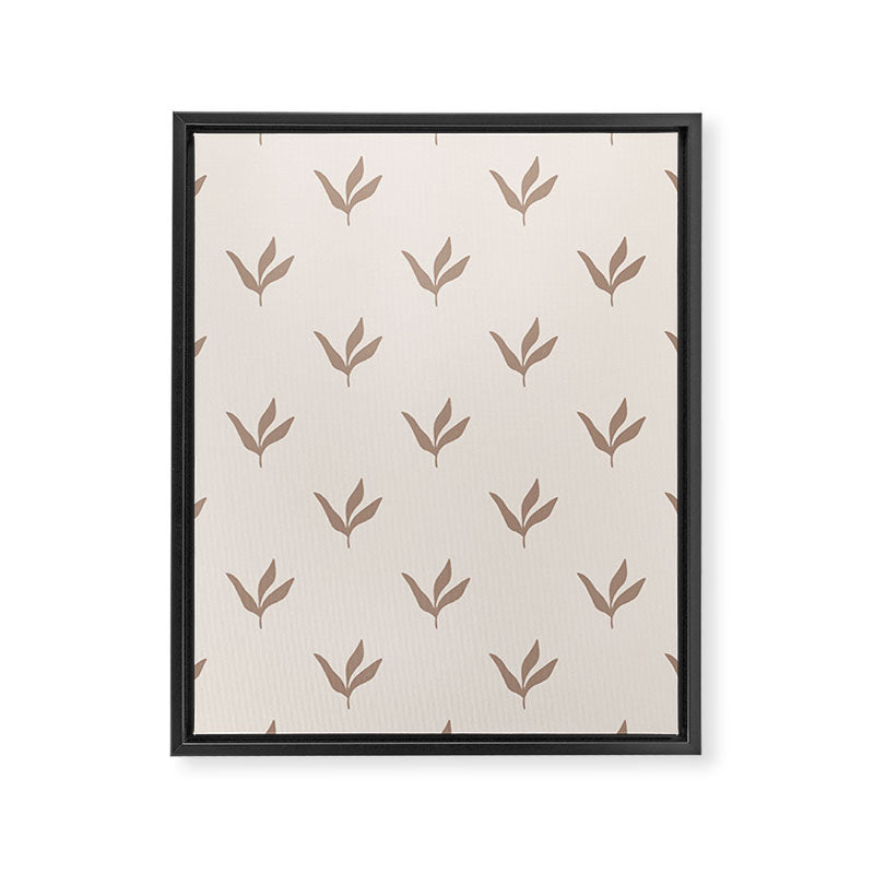 Modern Leafy Pattern - mocha and cream Framed Canvas Print Gallery Image 8