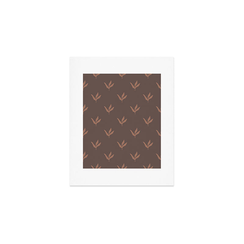 Modern Leafy Pattern - mocha mousse Art Print Gallery Image 1