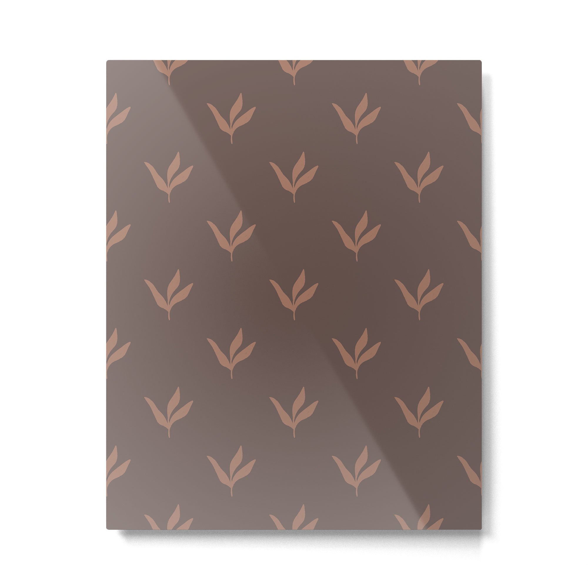 Modern Leafy Pattern - mocha mousse Metal Print Gallery Image 6