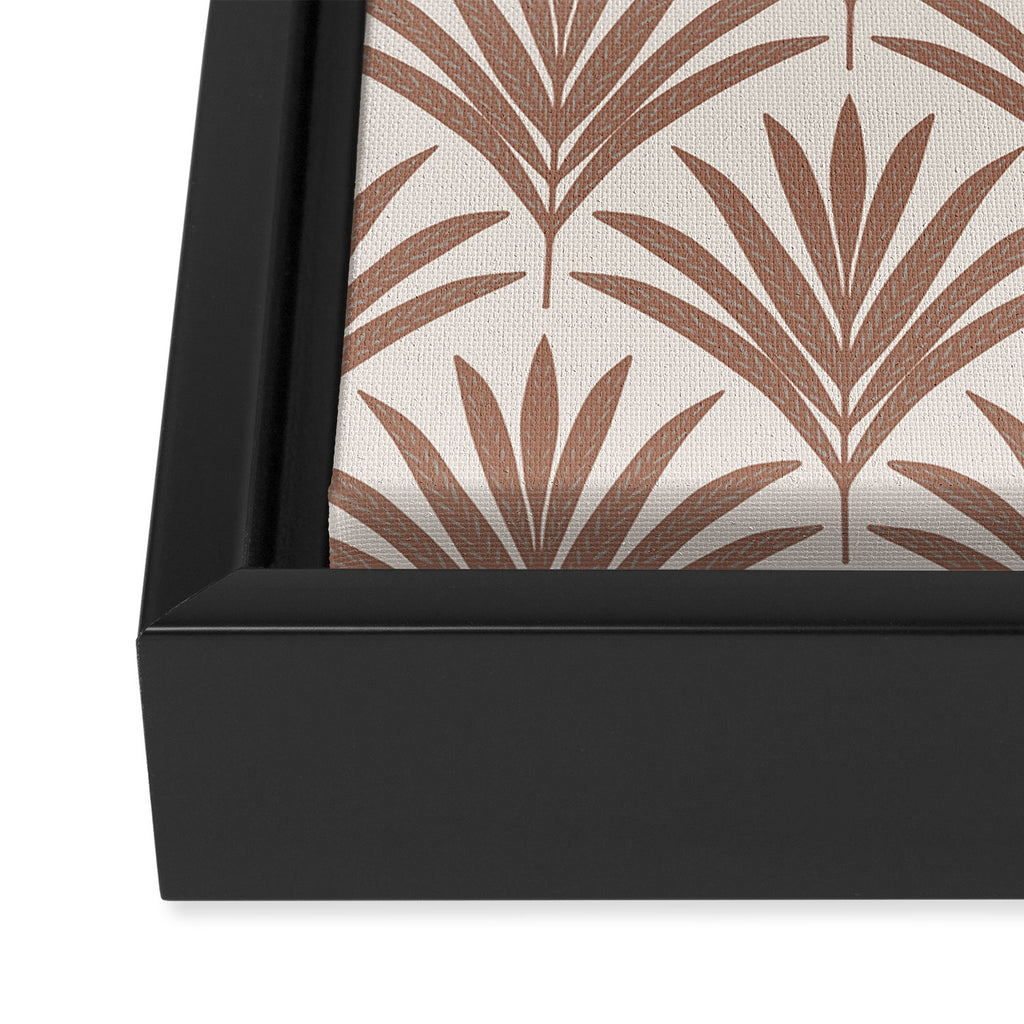 Modern Palm Leaf Pattern - Mocha Framed Canvas Print Gallery Image 3