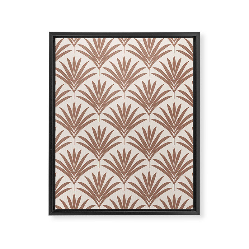 Modern Palm Leaf Pattern - Mocha Framed Canvas Print Gallery Image 8