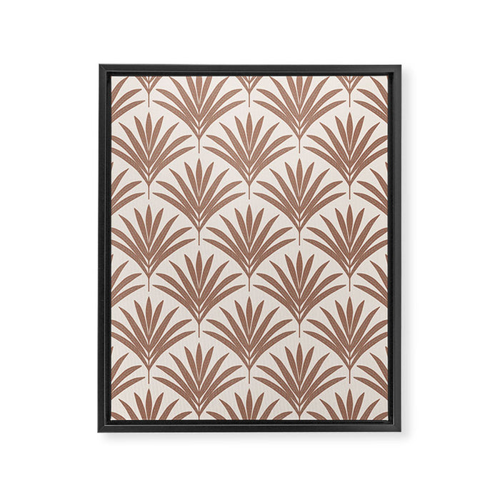 Modern Palm Leaf Pattern - Mocha Framed Canvas Print Gallery Image 1