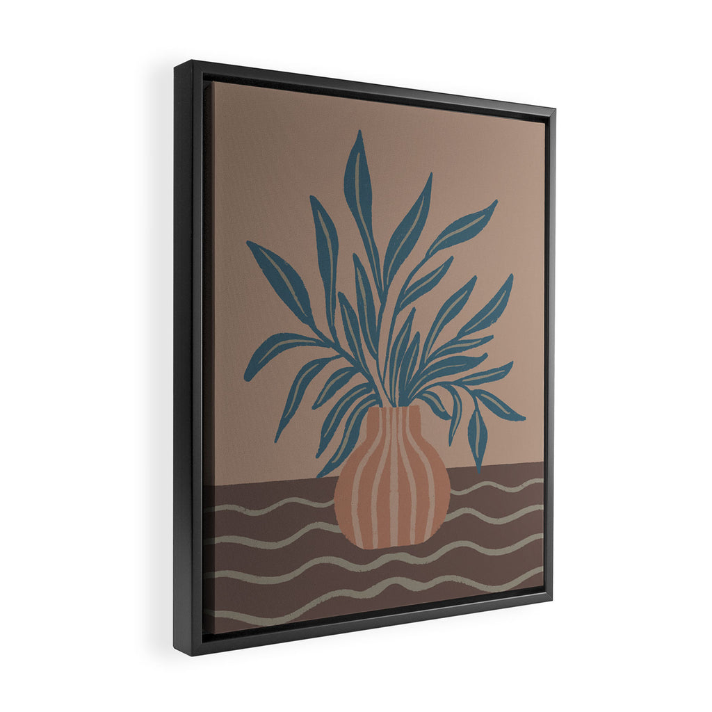 Modern Vase with Tropical Leaves Framed Canvas Print Gallery Image 2