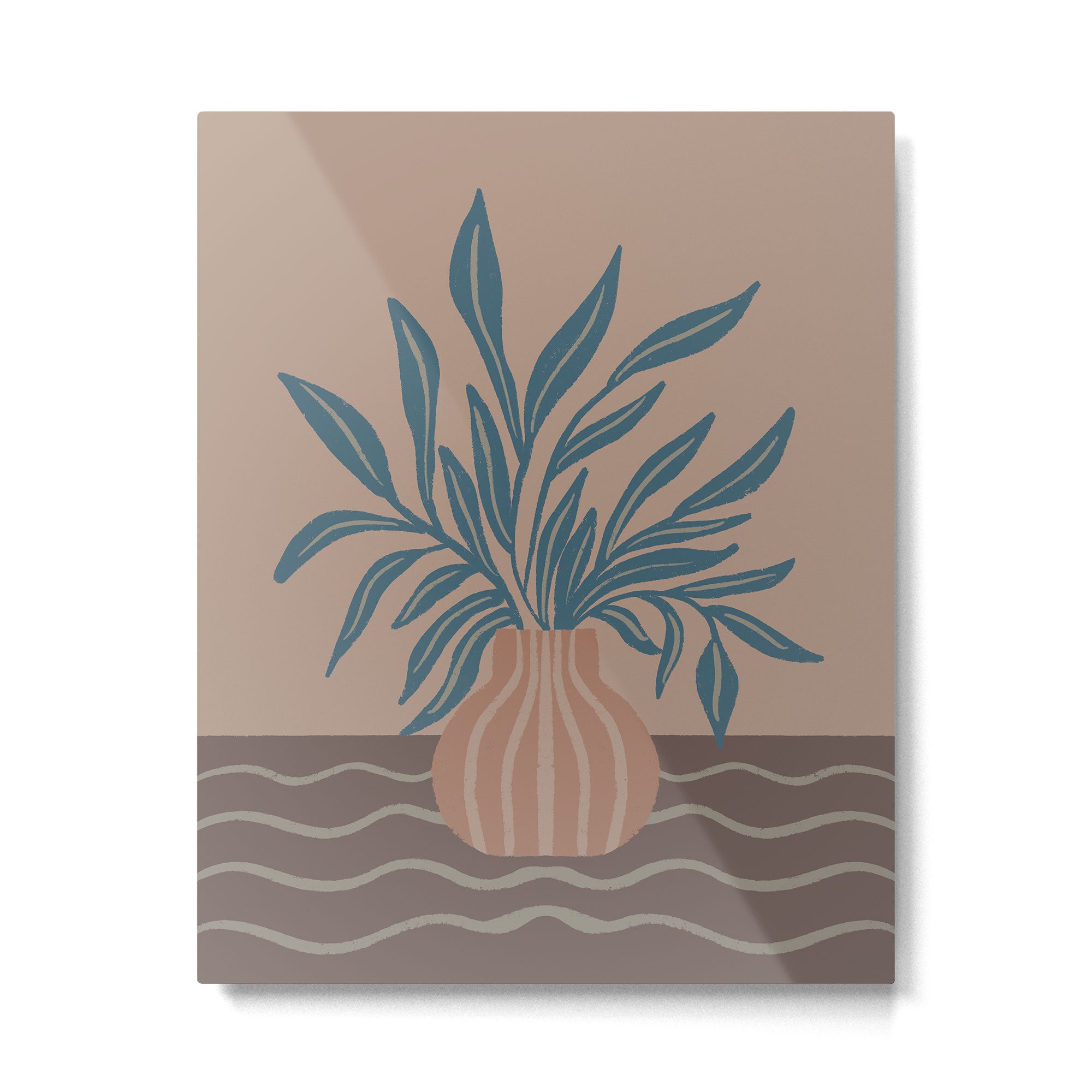 Modern Vase with Tropical Leaves Metal Print Gallery Image 6