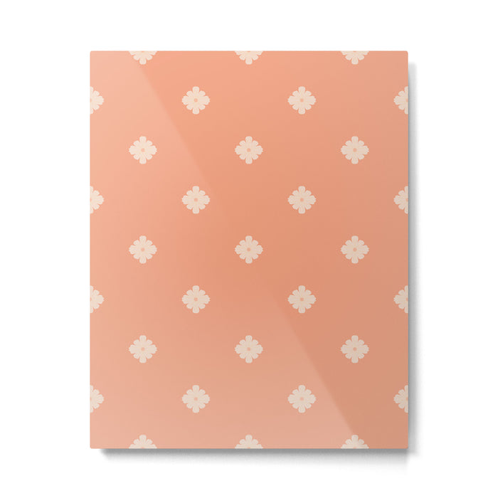 Peach Dot Flower - Minimal Vintage Floral Pattern Metal Print Gallery Image 1