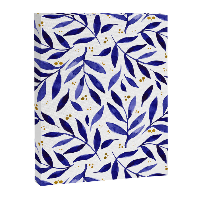 Pretty watercolor branches - blue and yellow Canvas Print Gallery Image 1