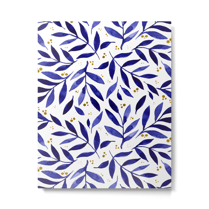 Pretty watercolor branches - blue and yellow Metal Print Gallery Image 1